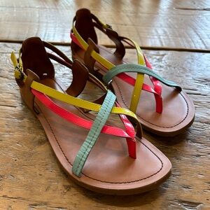 JESSICA SIMPSON Leather Neon Strappy Sandals